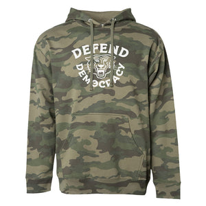 Green Camo Defend Democracy Hoodie