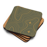 Olive and Yellow Topographic Coaster Set