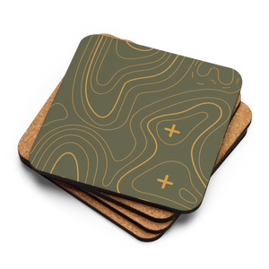 Olive and Yellow Topographic Coaster Set