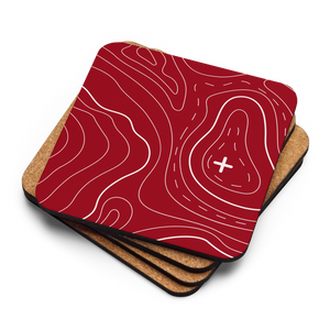 Red and White Topographic Coaster Set