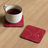 Red and White Topographic Coaster Set