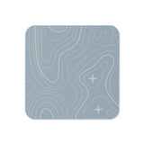 Blue Gray and Silver Topographic Coaster