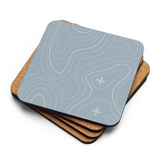 Blue Gray and Silver Topographic Coaster Set