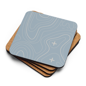 Blue Gray and Silver Topographic Coaster Set