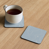 Blue Gray and Silver Topographic Coaster Set