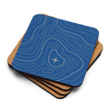 Blue and Gray Topographic Coaster Set