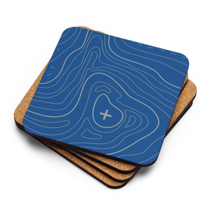 Blue and Gray Topographic Coaster Set