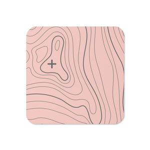 Pink and Gray Topographic Coaster