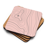 Pink and Gray Topographic Coaster Set