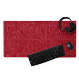 Red and White Topographic Gaming Mouse Pad