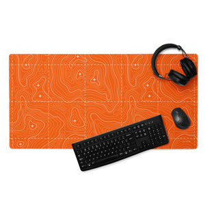 Orange and White Topographic Gaming Mouse Pad