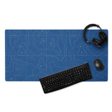Blue and Gray Topographic Gaming Mouse Pad