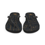 Black and Gold Topographic Flip-Flops